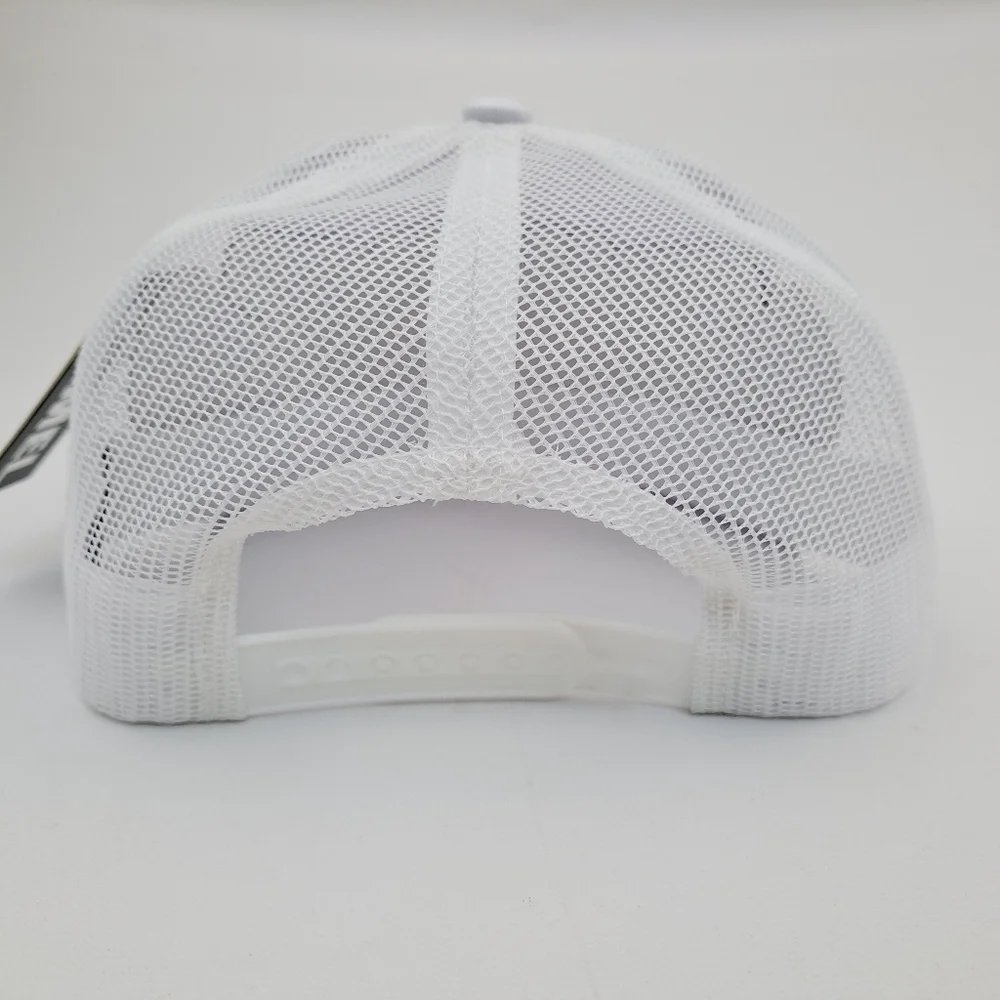 Michelin Man Embroidered Patch Flat Bill Trucker Mesh Snapback Cap Hat White